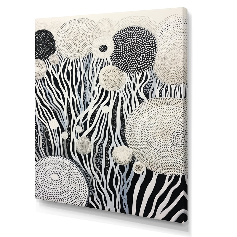 «Black and White Abstract Corals River III», reproduction sur toile, Toile tendue, H 44 po x l 34 po x P 1,5 po