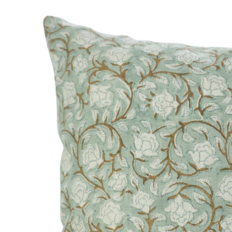 Housse de coussin en lin Fab divine, décor de ferme bohème doux (Amritvela), Vert clair, 14"H x 20"W, Rectangular