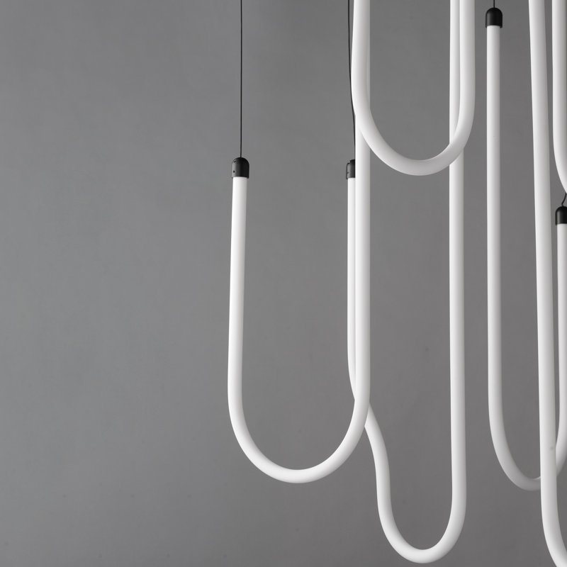 Soleil-Multi-Light Pendant, Black, 33.25" H x 35.5" W x 35.5" D, 8