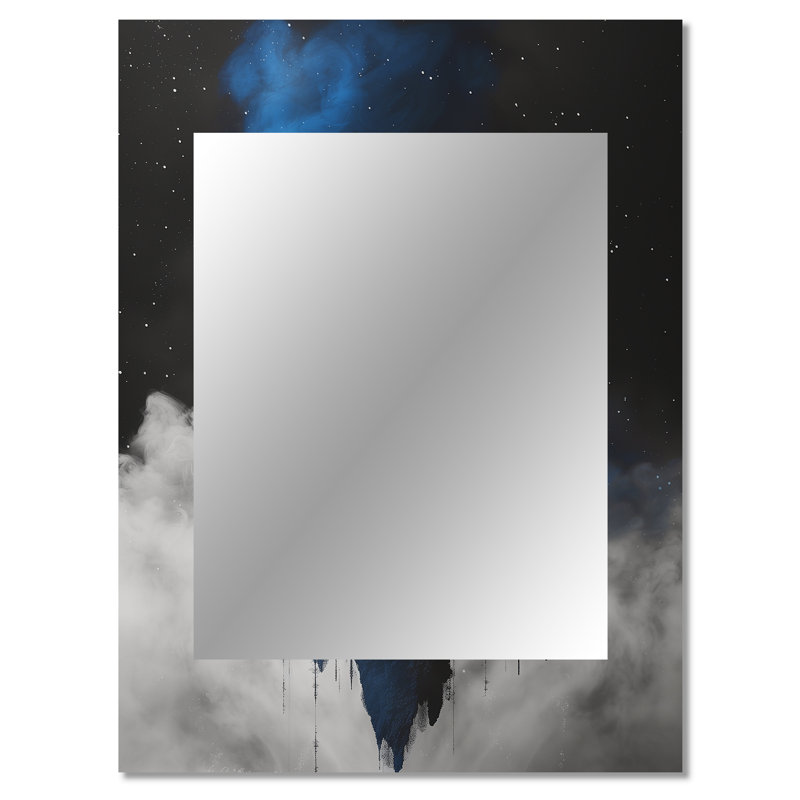 Bleu noir, astrologie, balance cosmique Balance - miroir mural, miroir décoratif moderne, impression d'art en métal