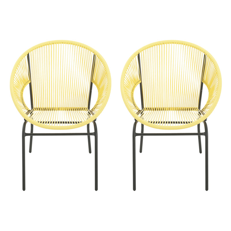 Chaise en osier Nusa Oudoor (excluant la table), Jaune / Noir