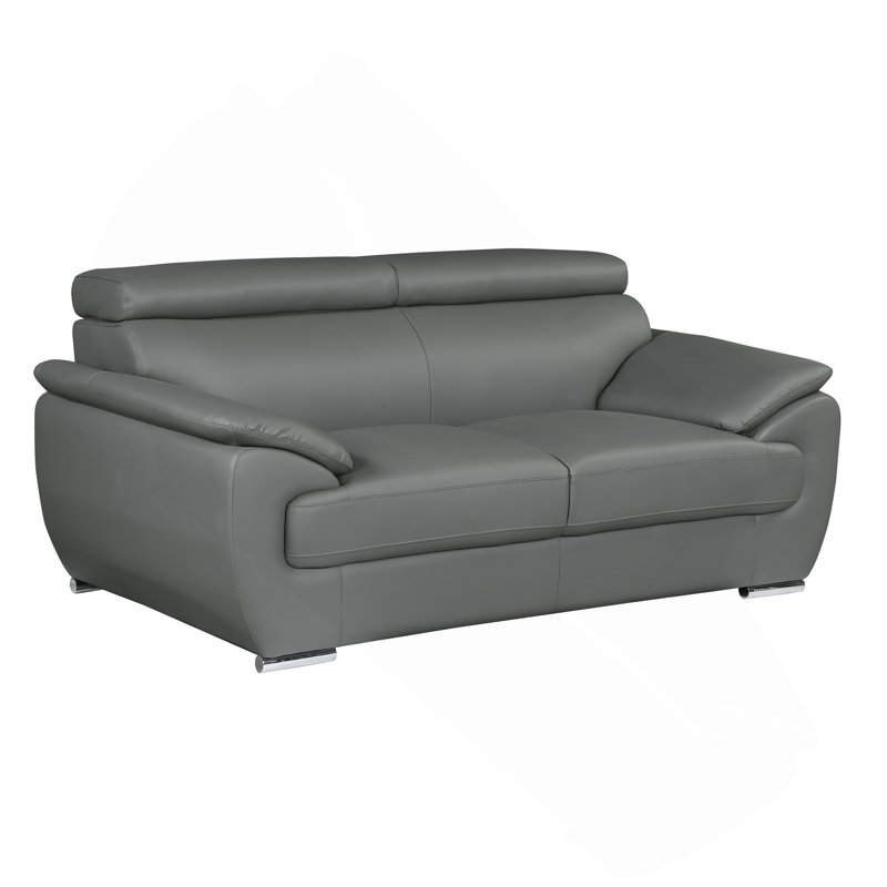 Causeuse en cuir véritable, Gris