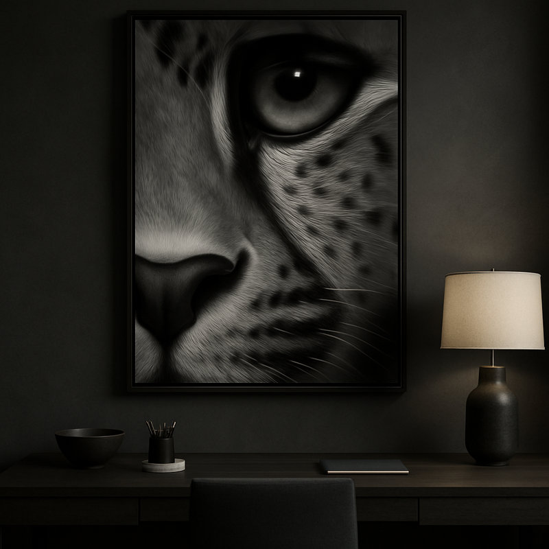 Art mural encadré prédateur par Kasian Art Studio - cadre noir