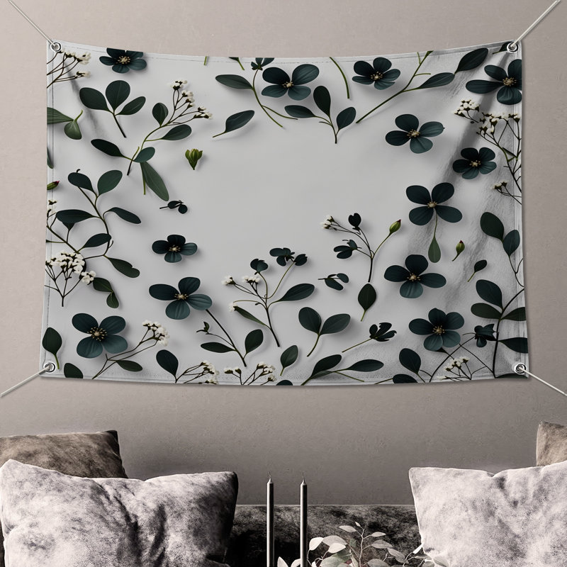 Tapisserie florale - Décoration murale nature, 68in H x80in W with 4 Grommets