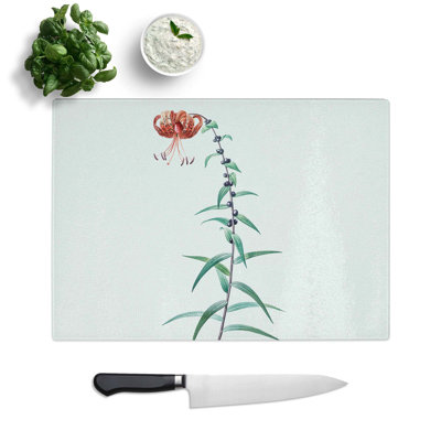 Tempered Glass Tiger Lily Flower by Pierre-Joseph Redoute Cutting Board