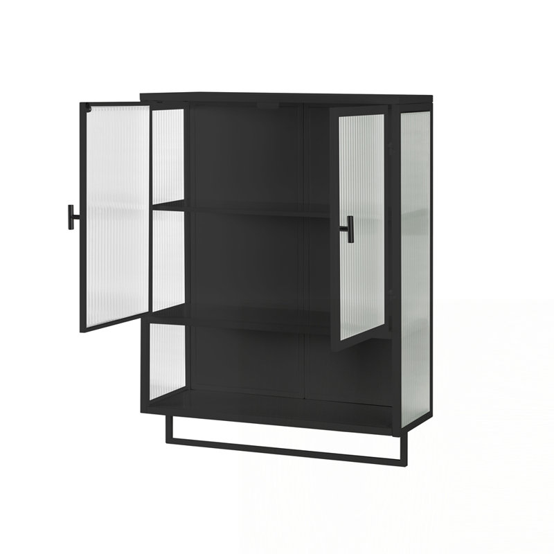 Armoire murale 23,62 "à deux portes, Noir, Noir