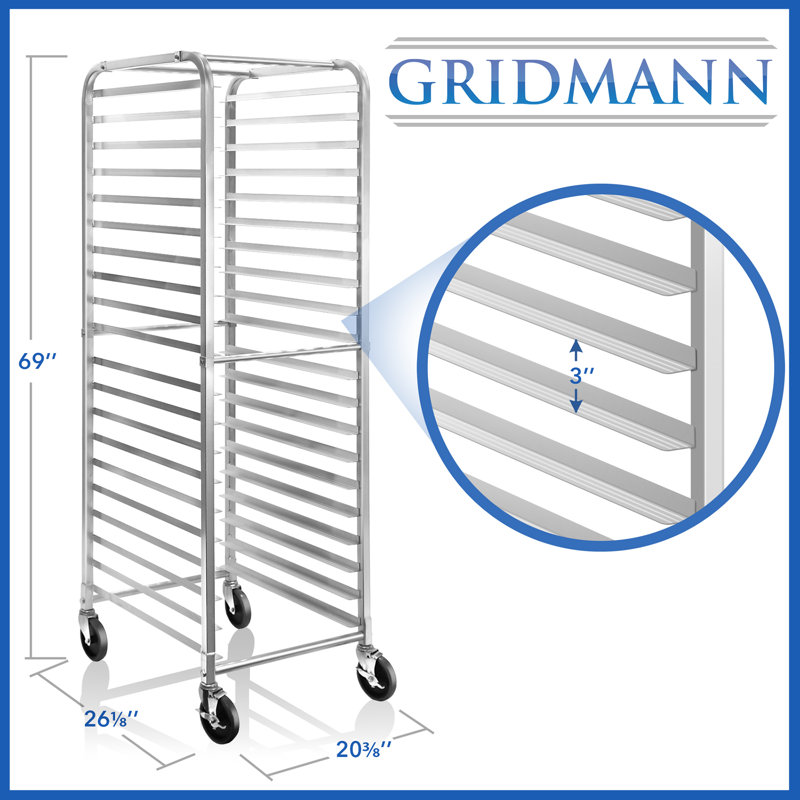 GRIDMANN Heavy-Duty 20-Sheet Silver Aluminum Bakery Rack