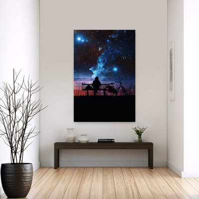 Nuit étoilée, solitude, paysage abstrait surréel, paysage tranquille, art mural