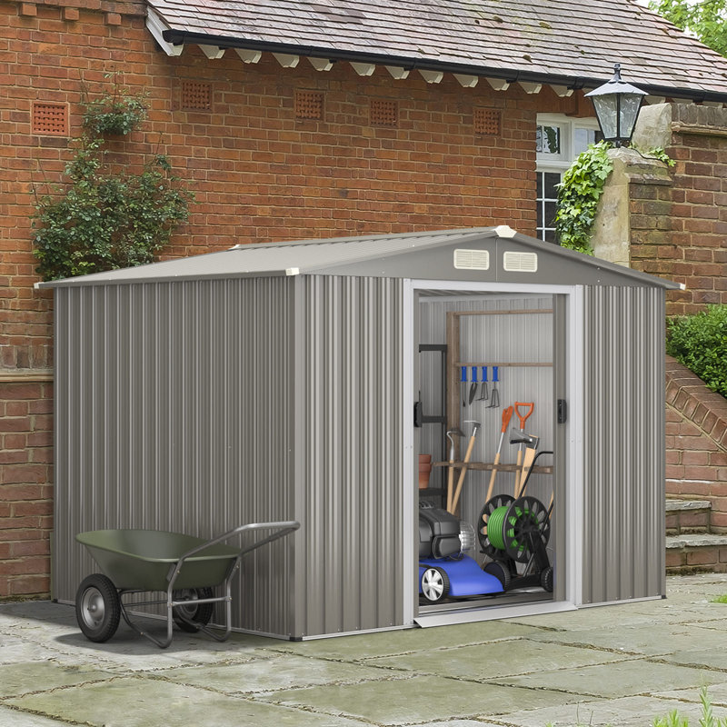 8.5 X 7Ft Galvanized Metal Garden Shed Outdoor Lockable Tool Storage House