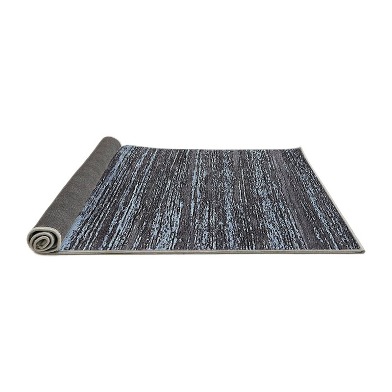 Tapis abstrait noir / bleu, Rond 8 pi