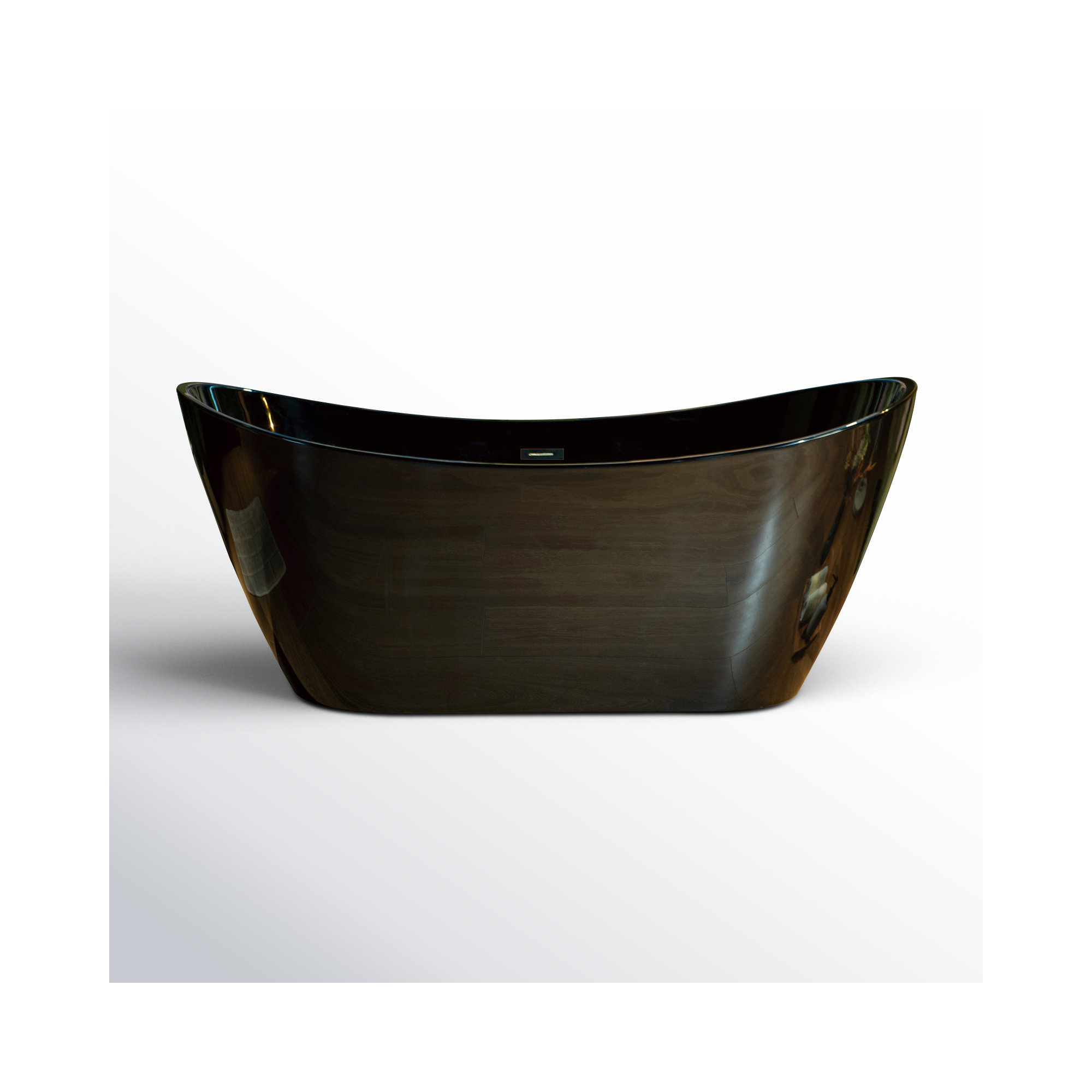 67'' x 32'' Freestanding Soaking Acrylic Bathtub, Oil Rubbed Bronze, Glossy Black