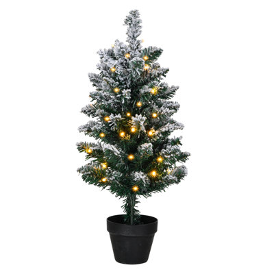2 Ft. Flocked Green Small Artificial Christmas Tree With 30 LED Lights