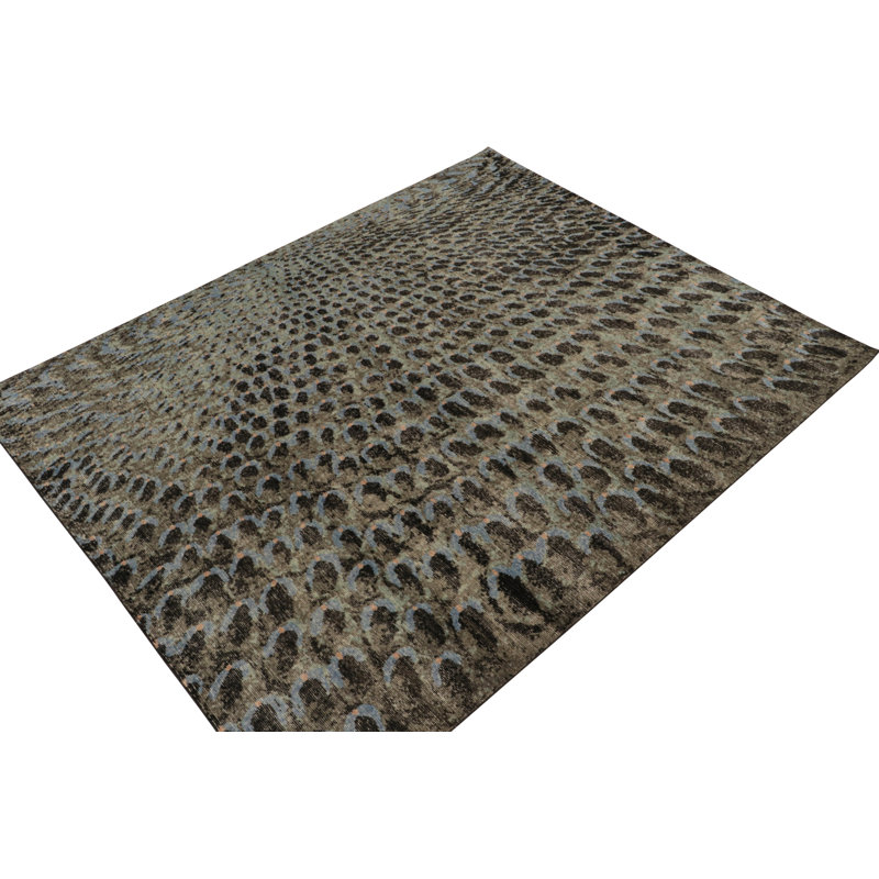 Distressed Homage Hand Knotted Wool Geometric Area Rug, Rectangle 12' x 18'