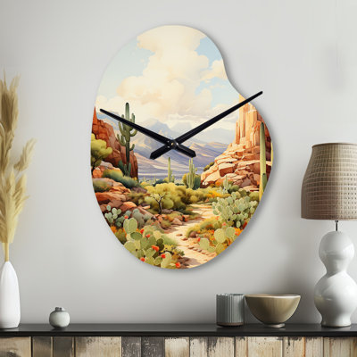 Mexico Cactus Oasis Impasto I - Mexique, horloge asymétrique