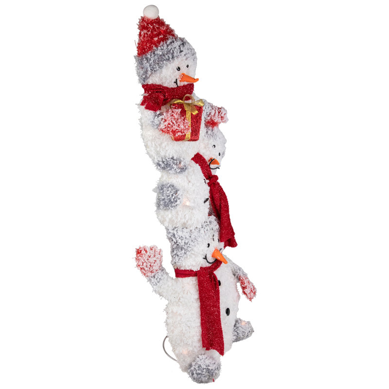 42" Lighted Stacked Snowman Family Outdoor Christmas Decoration