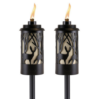 TIKI® Brand 2-pack Easy Install 64.5 Inch Torch Hunter Metal Tan and Black