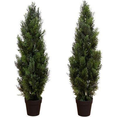 Home Imports Emporium Artificial Cedar Pine Tree UV Resistant Indoor/Outdoor Set of 2