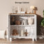 Armoire décorative avec portes, armoire de rangement avec pieds en bois massif et tablette réglable, buffet pour le salon, le vestibule, la salle à manger, la chambre à coucher, blanc-722246257