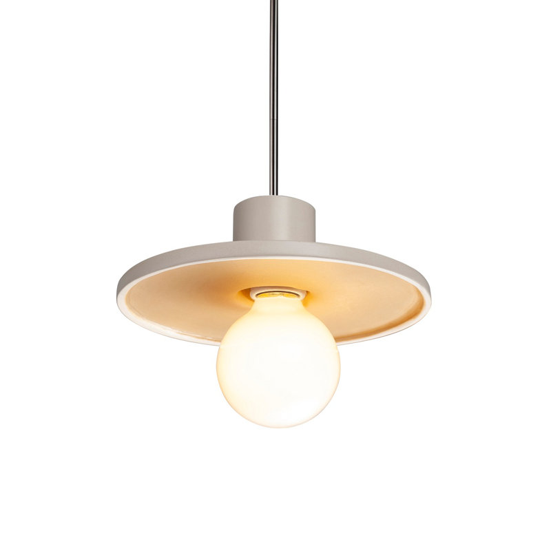 Luminaire suspendu 1 lumière Juliea, Nickel brossé, Blanc mat / or champagne