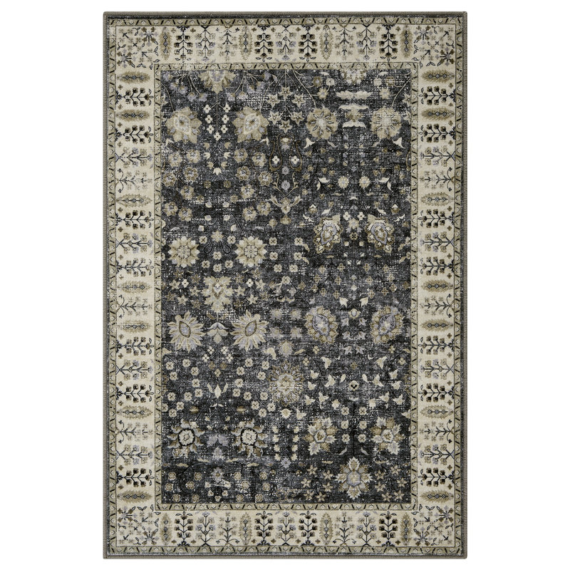 Area Rugs North African Boho Area Rug for Living Room – Machine Washable, Low Pile, Non-Slip Carpet for Living Room, Bedroom, Kitchen & Hallway,