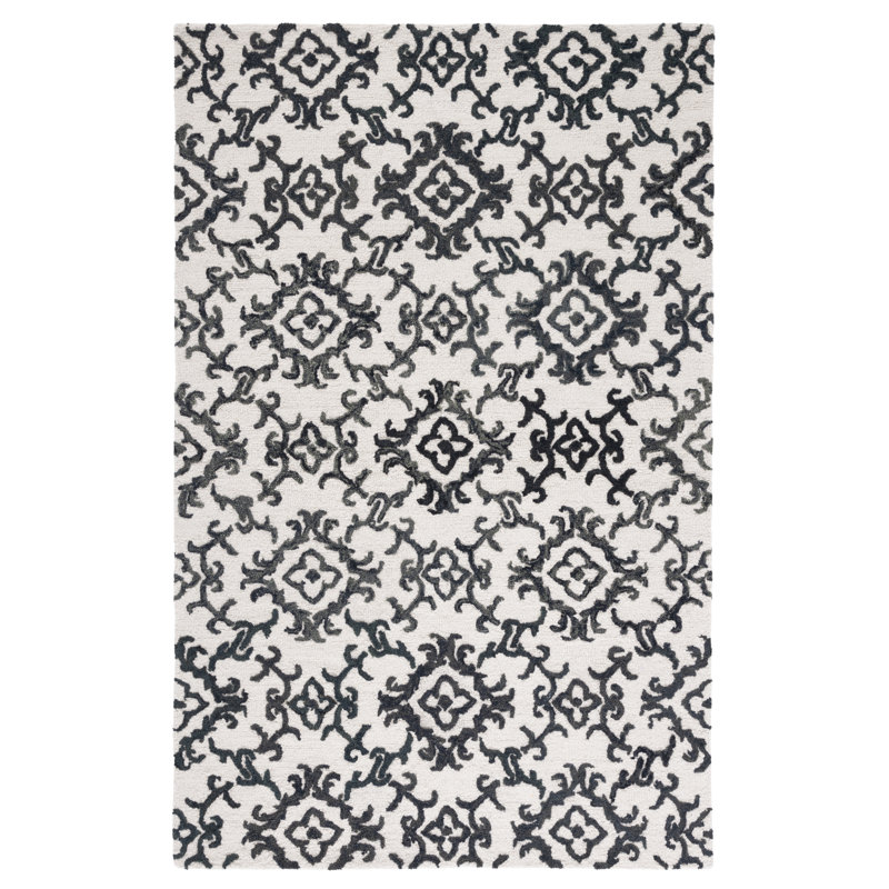 Tapis damassé en laine touffeté à la main Abdallah, Rectangle 6 pi x 9 pi