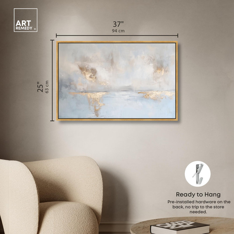 «Erosion Canvas Coastal Abstracts» par Art Remedy, Cadre flottant doré, H 25,5 po x l 37,5 po x P 1,2 po