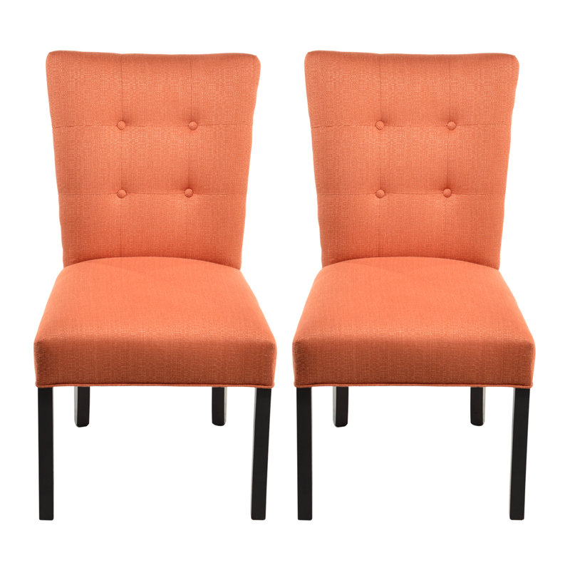 18'' H Tufted Upholstered Side Chair, Candice Pumpkin