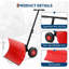 Heavy Duty Snow Shovel with Wheels,Steel Dual Handle Push Snow Pusher Shovel for Driveway Snow Removal, 5-Position Angle & Height Adjustable Handle, Sidewalk Yard Snow Plow-1229029101-1229029138