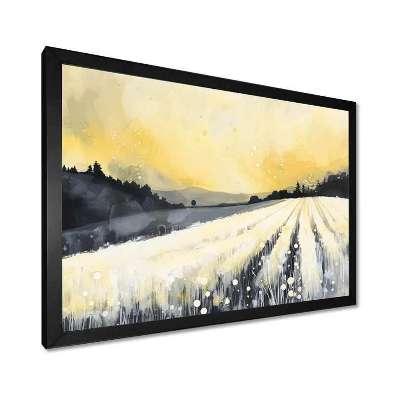 Évasion du marché marocain jaune et noir - Tableau encadré, H 34 po x l 44 po, Black Picture Framed