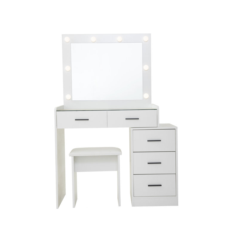 Coiffeuse réglable blanche avec 5 tiroirs
