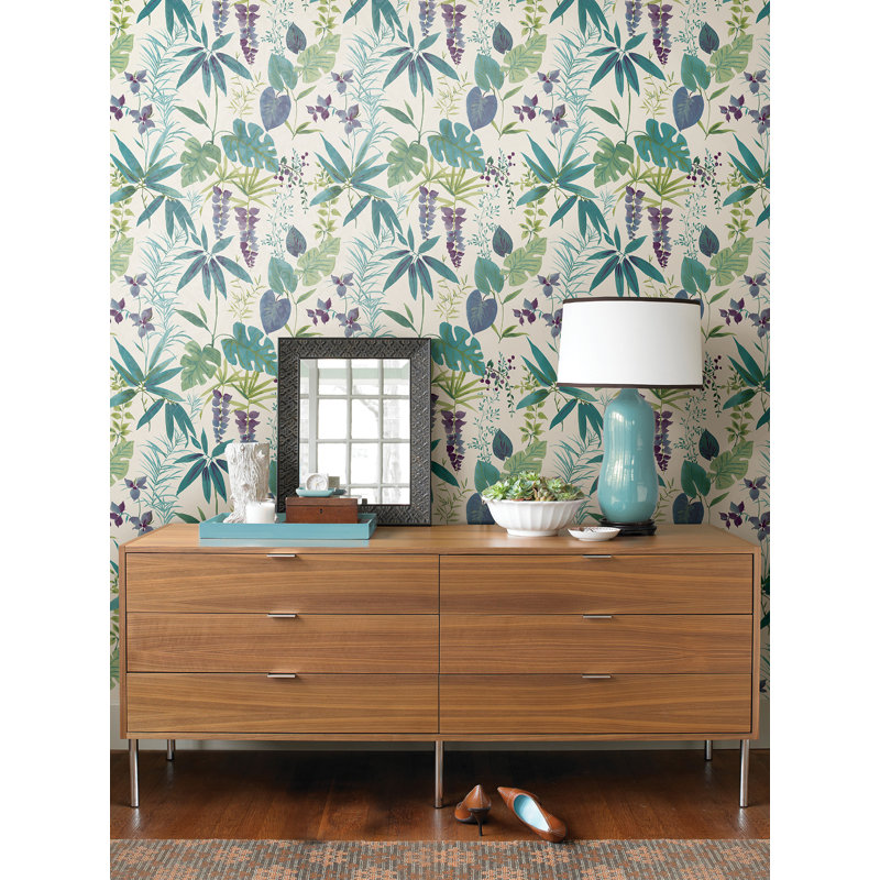Rouleau de papier peint autocollant L 18 pi x l 20,5 po Justis Warm Maldives, Bleu sarcelle