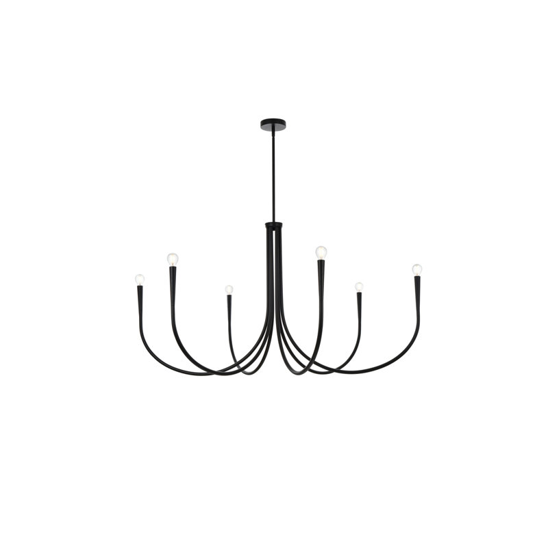 Catalena 6-Light Chandelier, Noir, H 28 po x l 55 po x P 55 po