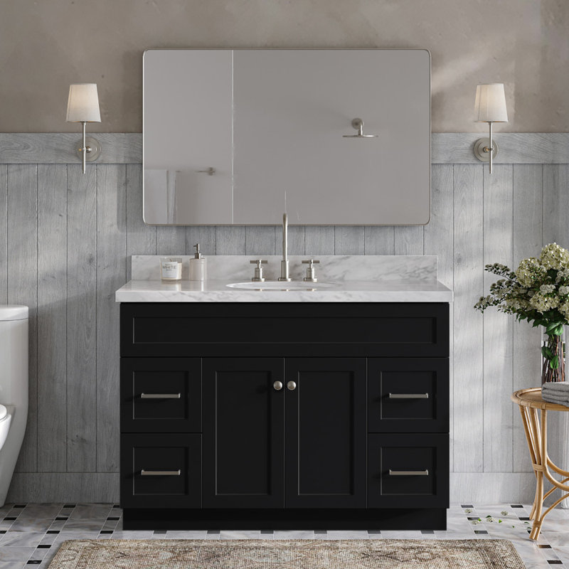 Paulla 48" Single Bathroom Vanity Base Only, Black