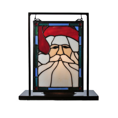 Mini fenêtre de table éclairée avec tête de père Noël l 9,5 "x H 10,5"