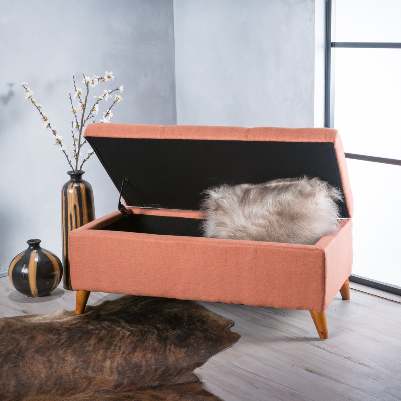Tallu Upholstered Ottoman, Burnt Orange
