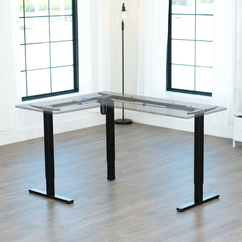 VIVO Electric Single Motor Corner Desk Frame, 27.7" H x 39.3" W x 38.8" D, Black