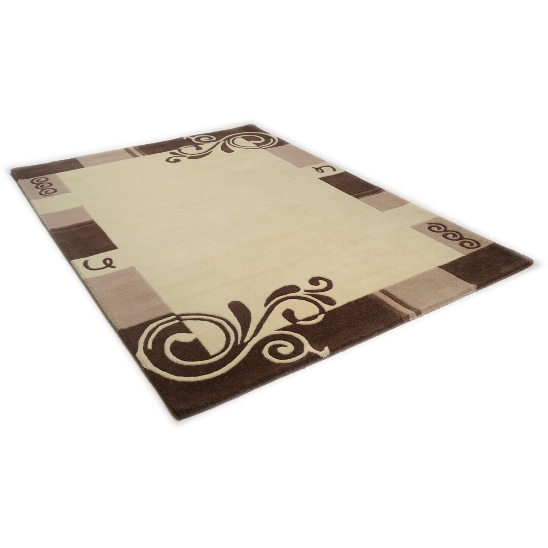 Handgefertigter Teppich Hillingdon aus Wolle in Beige