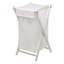 Panier à linge pliable en bois d'hévéa blanc et métal