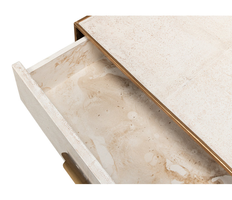 Shagreen 2 - Drawer Solid Wood Nightstand, Osprey White