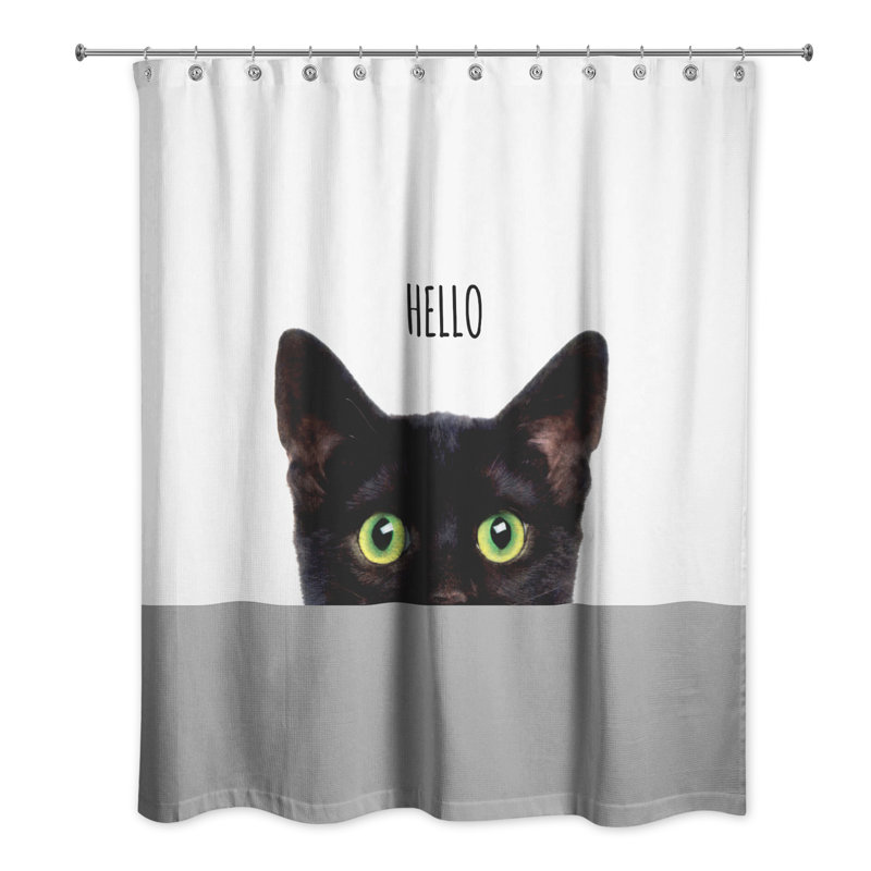 Rideau de douche simple Cats Collection, Blanc / Gris