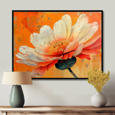 White Orange Vibrant Burst Marigold - Marigold Wall Art Print