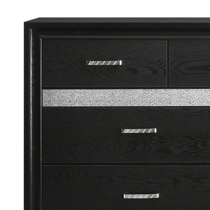 Commode l 62,6 po à 7 tiroirs Elessa, Noir