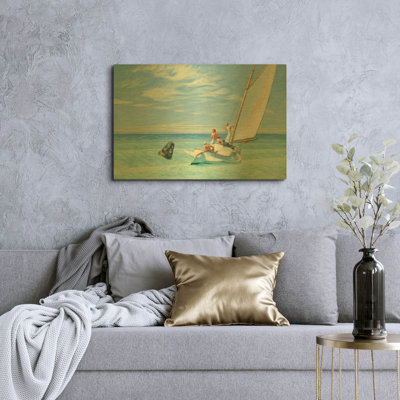 «Ground Swell, 1939» par Edward Hopper, art mural en métal doré, 16 po x 12 po
