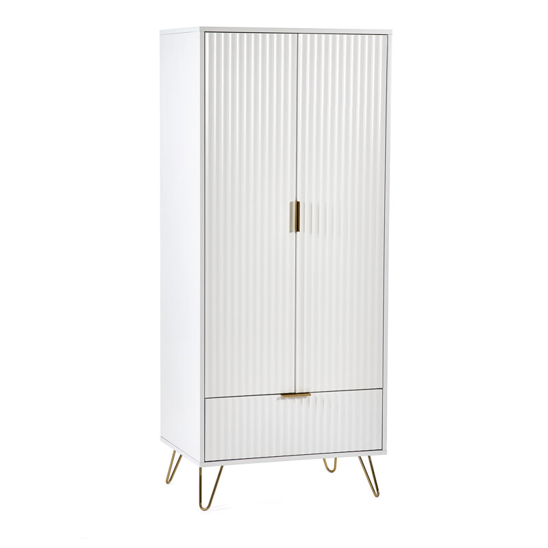 Brazzell 2 Door Solid Wood Wardrobe