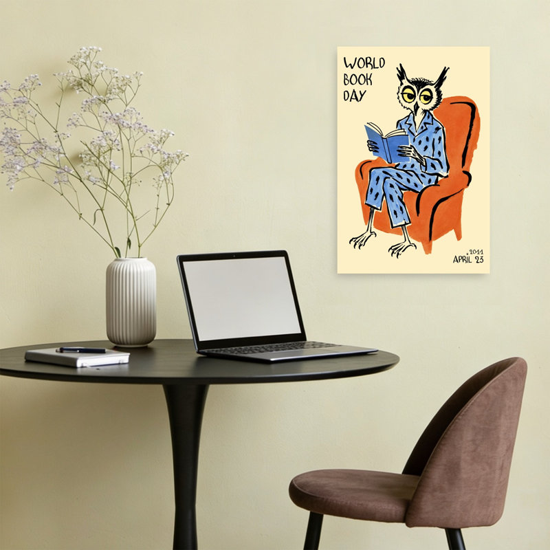World Book Day Owl Contemporary Bird Owl Forest Wall Art Print 1 Piece Wrapped Canvas Wall Art, 60.96cm H x 40.64cm W