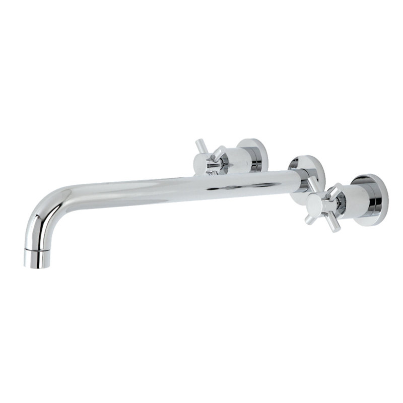 Kingston Brass Concord Two-Handle 3-Hole Wall Mount Roman Tub Faucet, Lever Handle, Polished Chrome