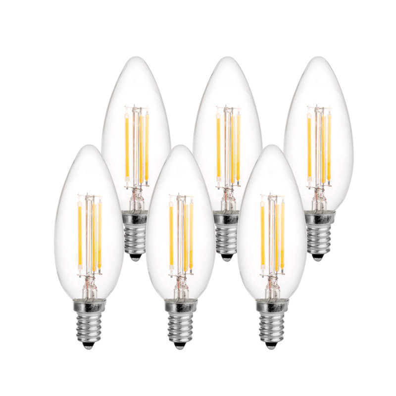 Ampoule DEL Luminus B10, culot E12, 60 W, 15 000 heures, intensité variable, paquet de 6, 4,5 W, 2700 Kelvins, 500 lumens