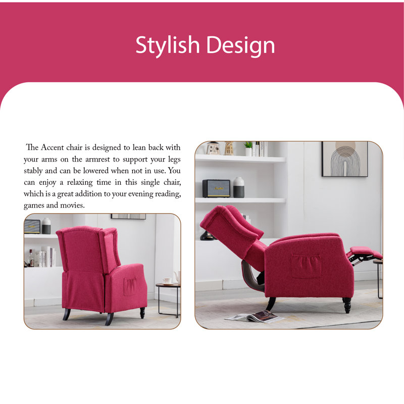 Fauteuil inclinable manuel 26,77 po, Lin rose rouge