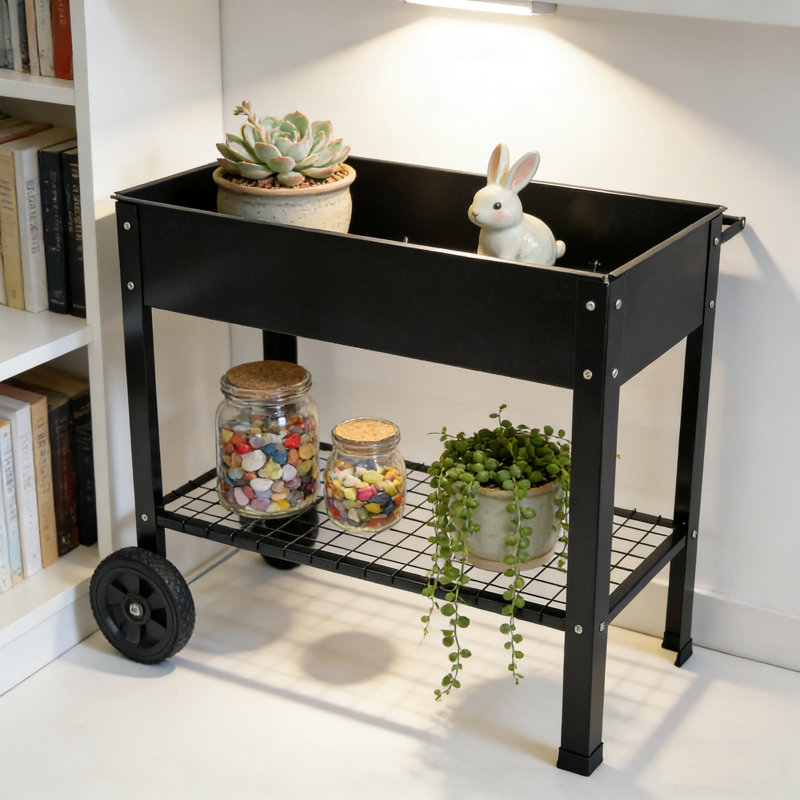 Chariot de jardin mobile surélevé avec roulettes