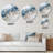Blue White Flower Petals River - Abstract Geometric Large Round Wall Art, Blue Metal Wall Art-1423961325